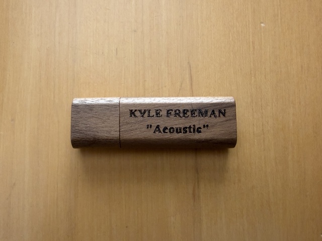 Wooden USB album product engraved with Kyle Freeman Acoustic